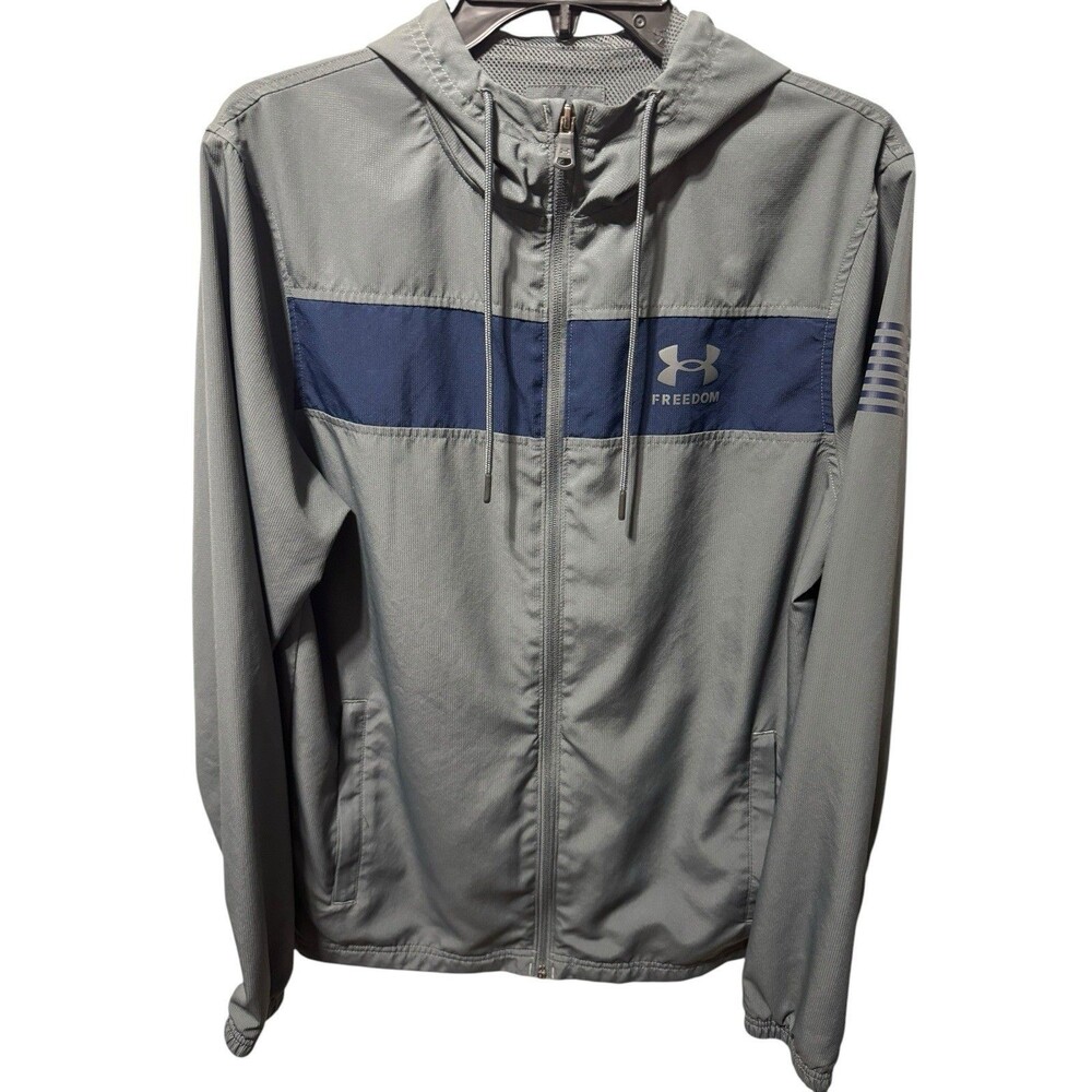 Underarmour Men’s S Full Zip Lightweight Jacket With Flag Detail On Sleeve